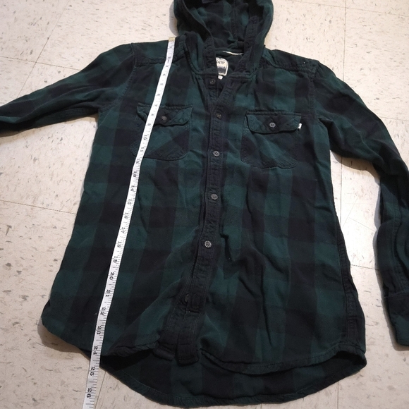 TNA |  Green Plaid Hooded button up flannel boyfriend fit - Picture 11 of 12